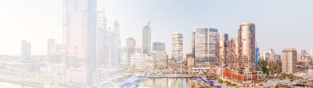 Perth skyline and river with modern buildings, reflecting the city where Counsel Connect provides legal recruitment services.